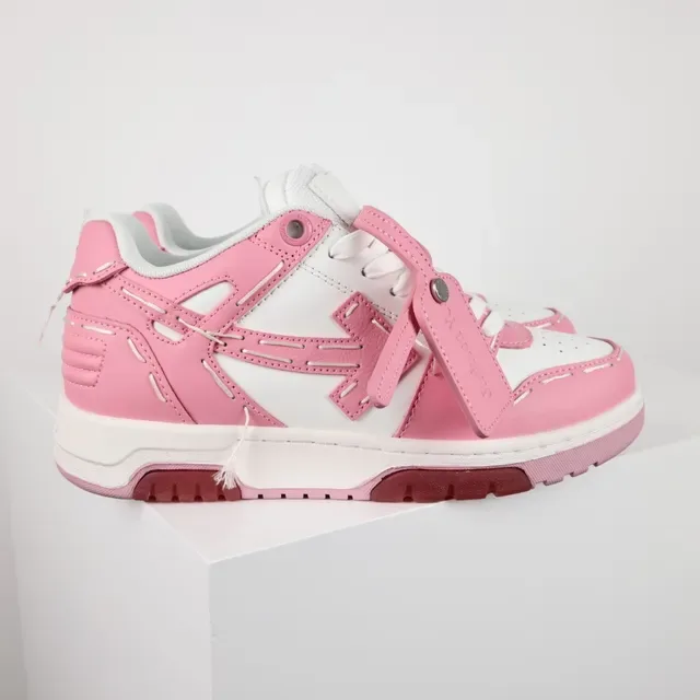 Off-White Pink Industrial-Stitched Arrow-Logo Overlay Lifestyle Sneakers 3