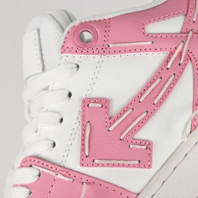 Off-White Pink Industrial-Stitched Arrow-Logo Overlay Lifestyle Sneakers 6