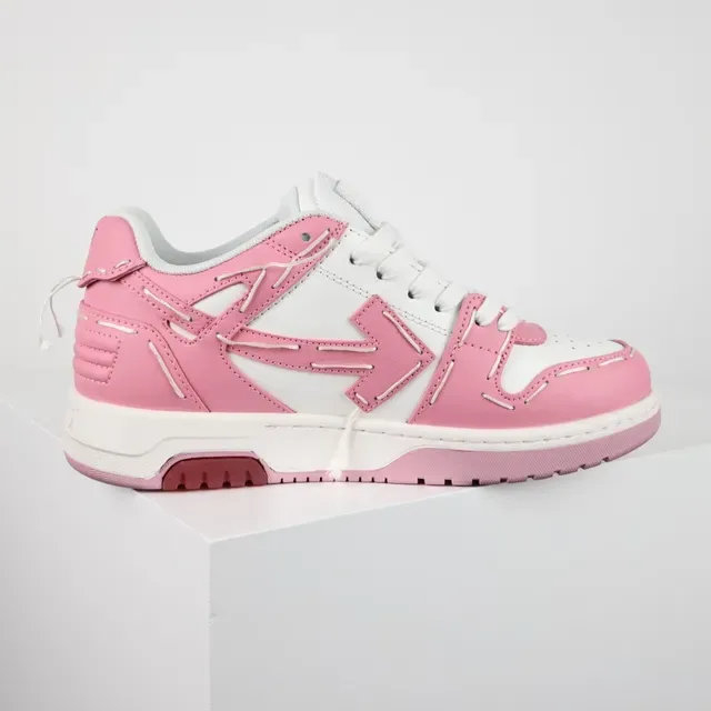 Off-White Pink Industrial-Stitched Arrow-Logo Overlay Lifestyle Sneakers 7
