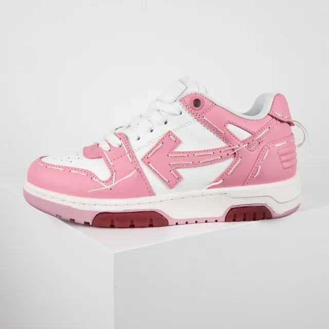 Off-White Pink Industrial-Stitched Arrow-Logo Overlay Lifestyle Sneakers 9