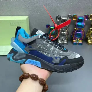 Off-White Runner أحذية رياضية سميكة أسود أزرق رمادي