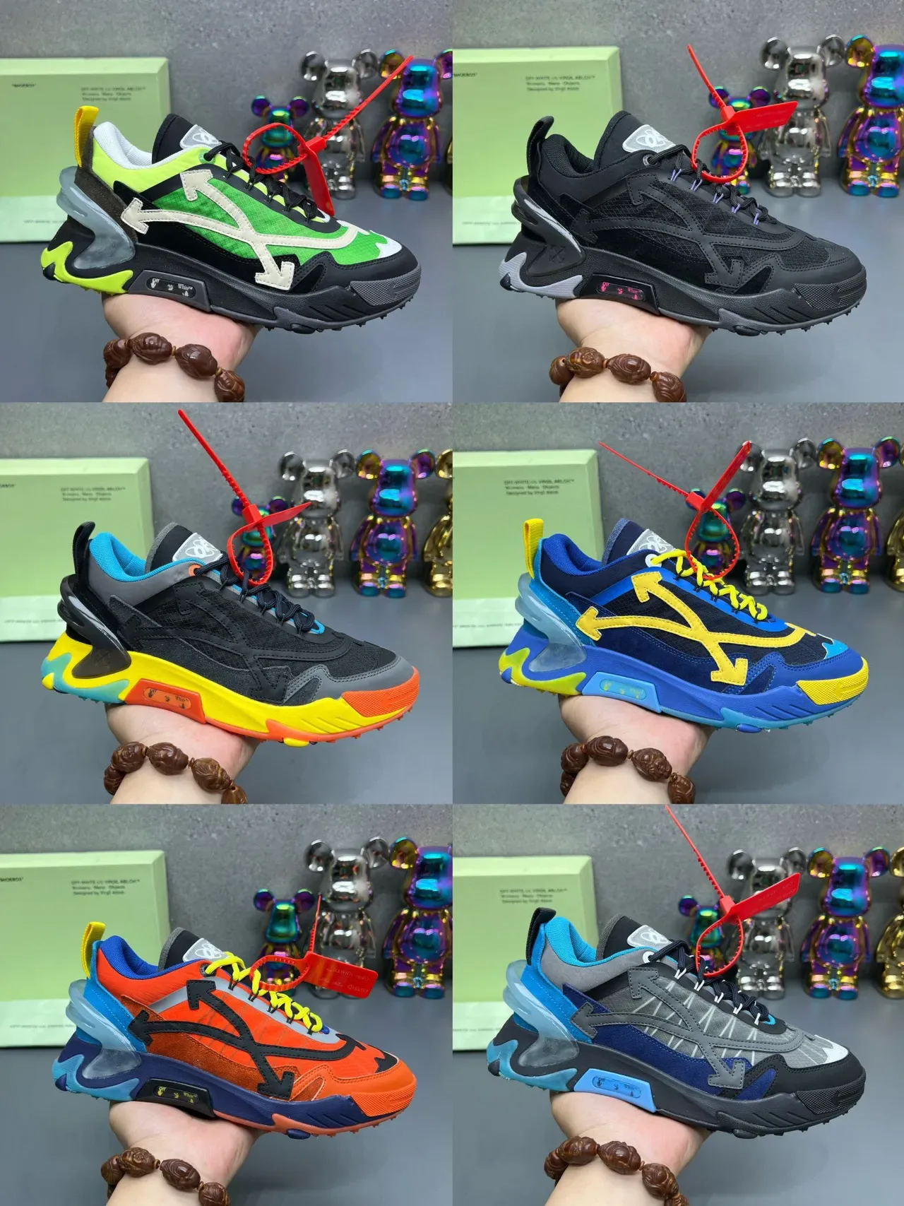 Off-White Runner Black Blue Gray Chunky Sneakers 2