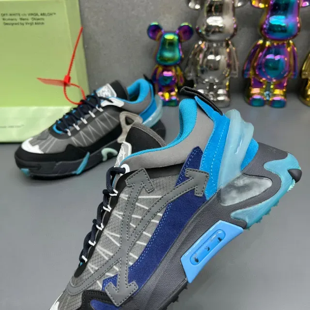 Off-White Runner Black Blue Gray Chunky Sneakers 6