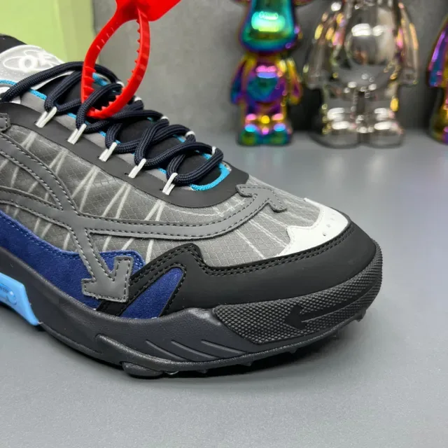 Off-White Runner Black Blue Gray Chunky Sneakers 7