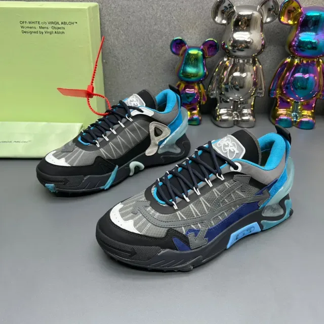 Off-White Runner Black Blue Gray Chunky Sneakers 9