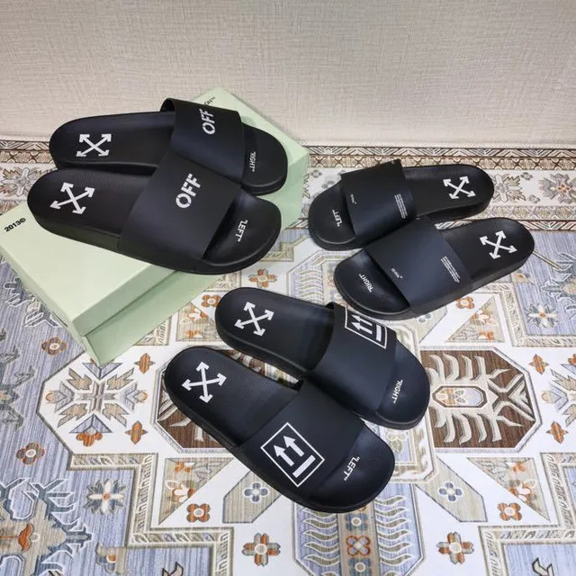 Off-White Slide Sandales noires avec logo industriel 3
