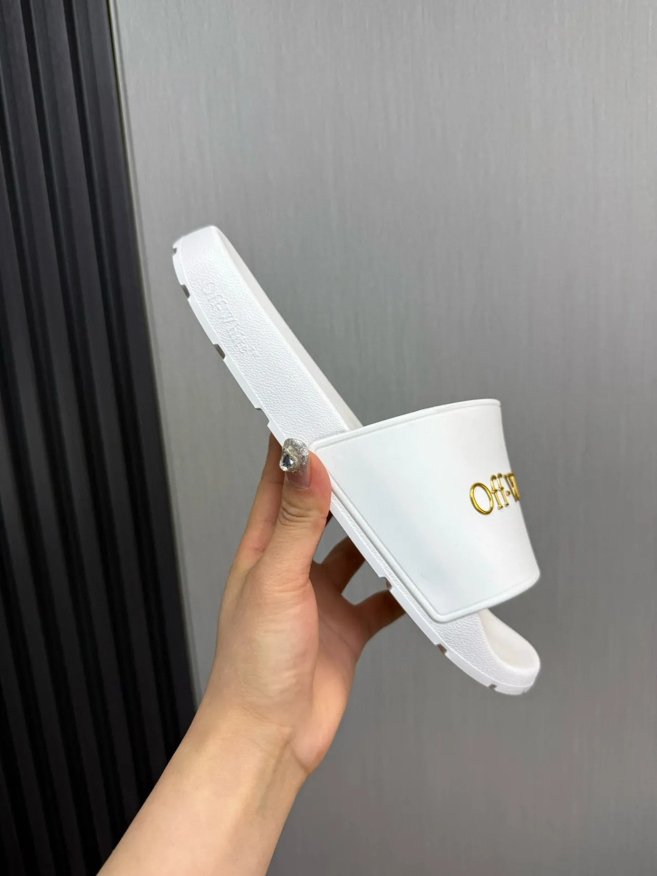 Off-White Slide White Gold Logo Slippers 6