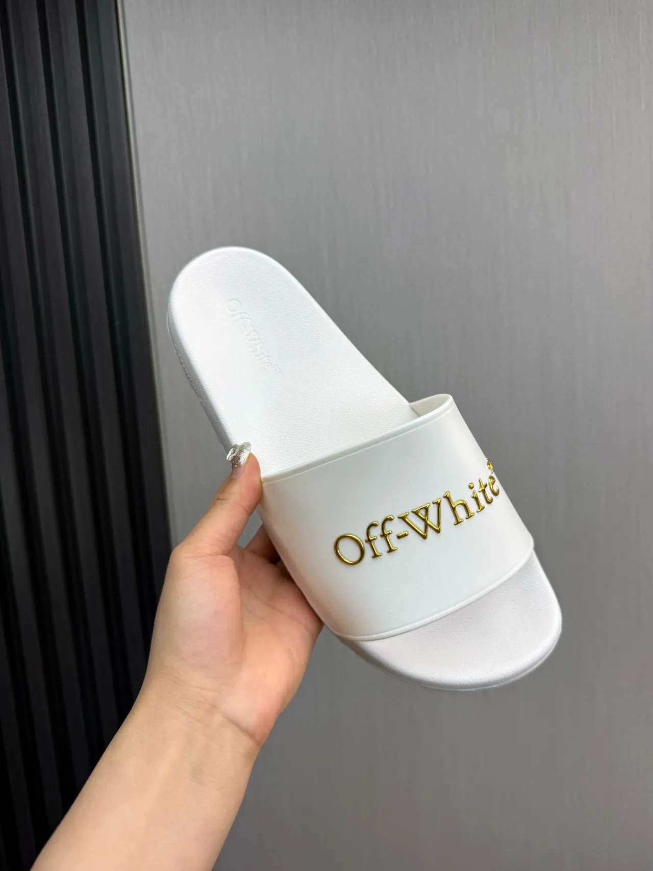 Off-White Slide White Gold Logo Slippers 7