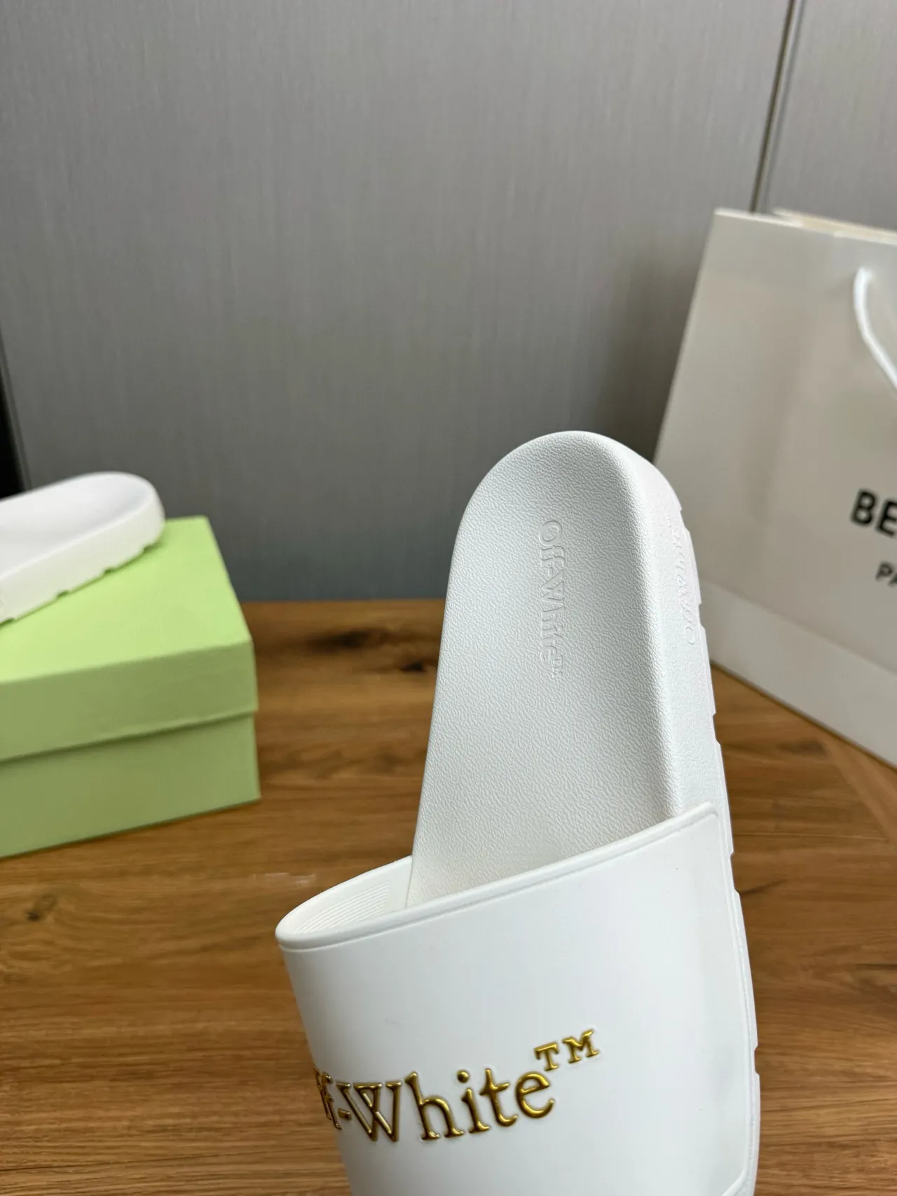 Off-White Slide White Gold Logo Slippers 8