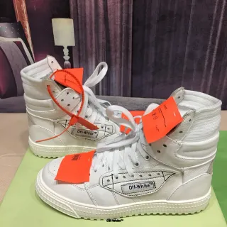 Off-White The Ten حذاء رياضي برتقالي عالي الارتفاع مع تفاصيل صناعية أسلوب حياة