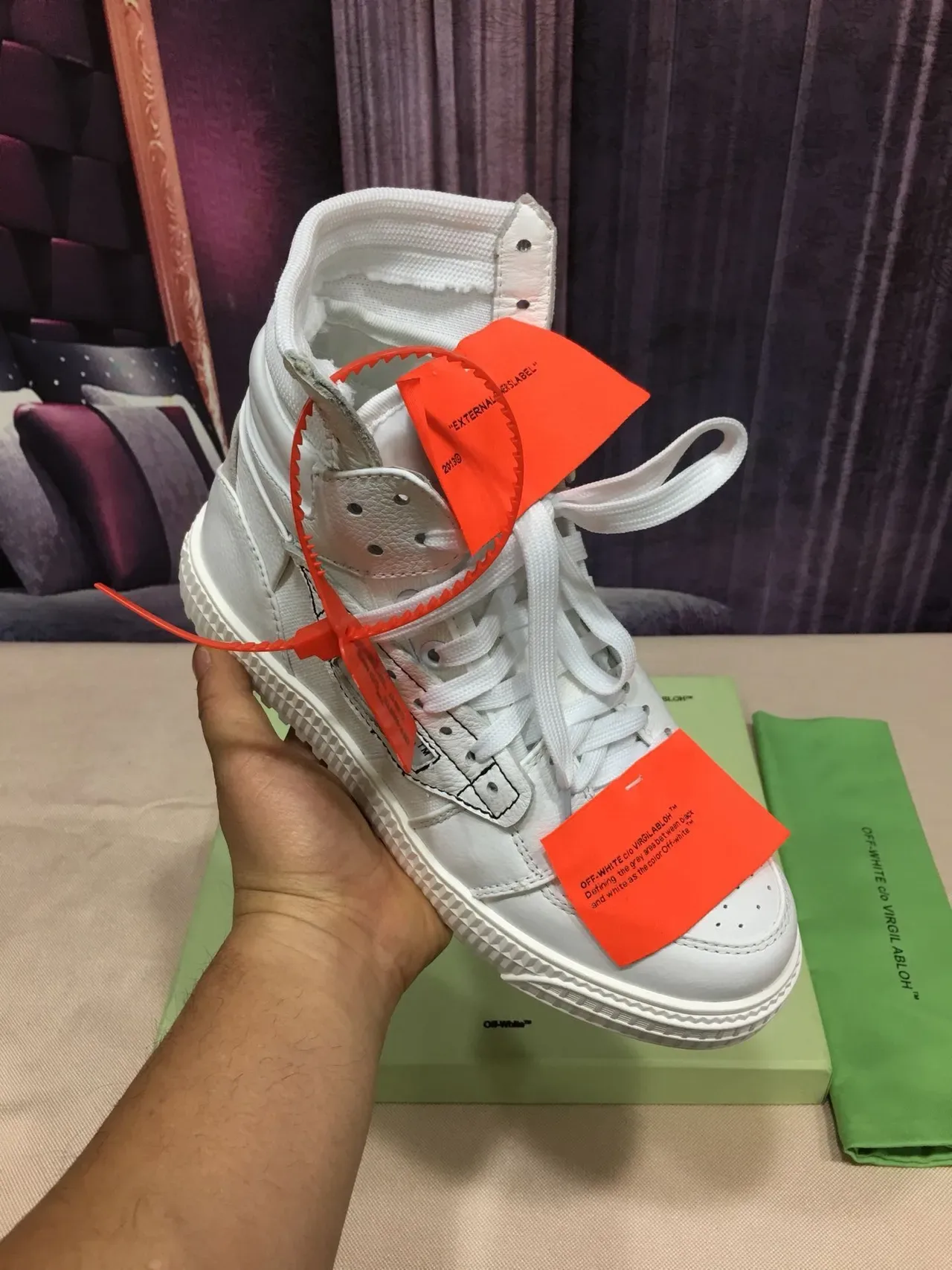 Off-White The Ten Sneakers Lifestyle Orange Hautes Avec Détails Industriels 8