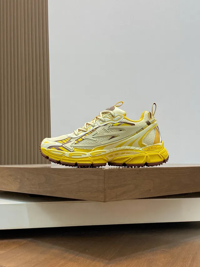 Off-White Jaune Marron Semelle Couches Synthétiques Superpositions Baskets Chunky 3