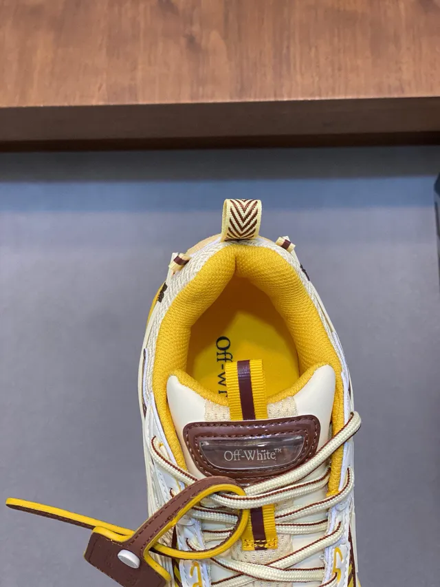 Off-White Jaune Marron Semelle Couches Synthétiques Superpositions Baskets Chunky 7