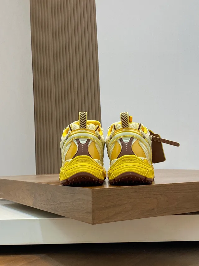 Off-White Jaune Marron Semelle Couches Synthétiques Superpositions Baskets Chunky 8
