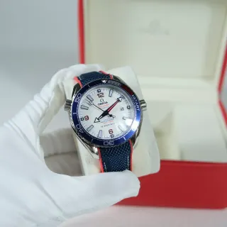 Omega Seamaster Professional 36th America's Cup White Dial Navy Fabric Strap Mechanical Watch