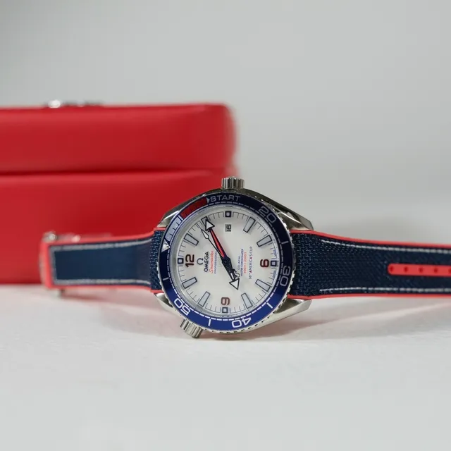 Omega Seamaster Professional 36th America's Cup White Dial Navy Fabric Strap Mechanical Watch 5