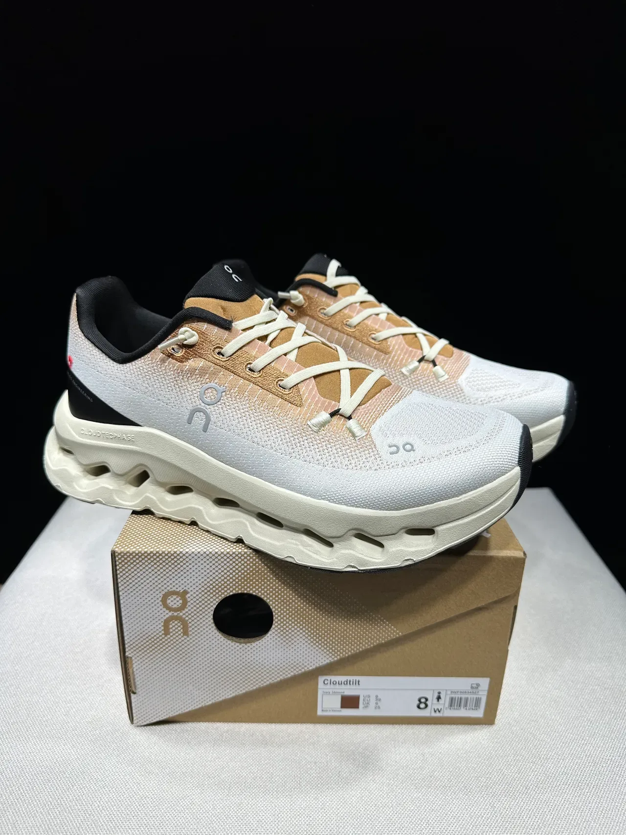 On beige noir tricoté dégradé haut sculpté cavité semelle intermédiaire lifestyle sneakers 8