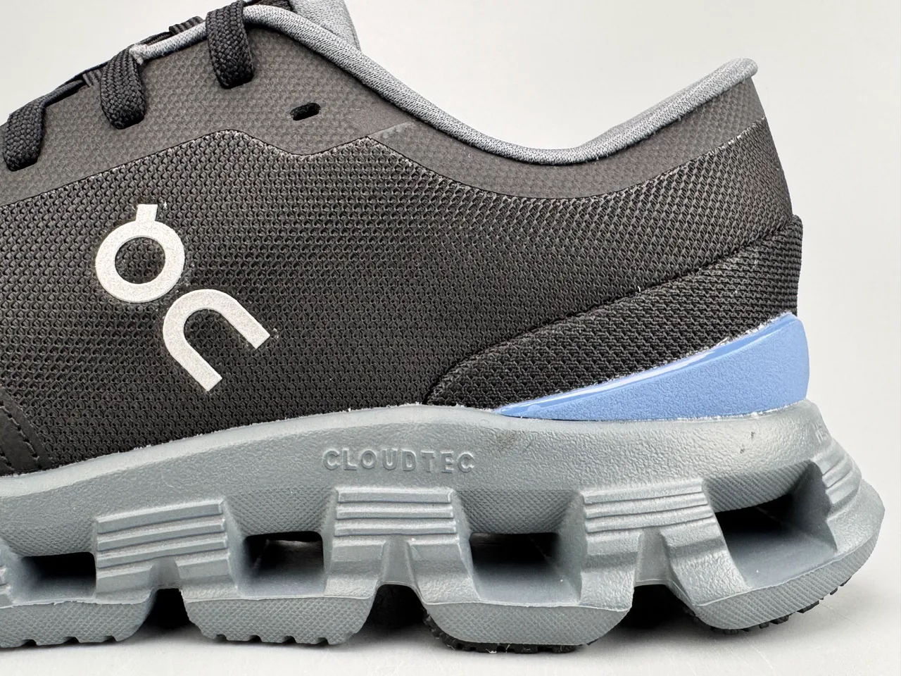 On Black Gray Knit Mesh Upper Open-Cell CloudTec Midsole Running Shoes 3