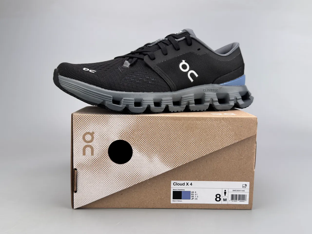 On Black Gray Knit Mesh Upper Open-Cell CloudTec Midsole Running Shoes 6