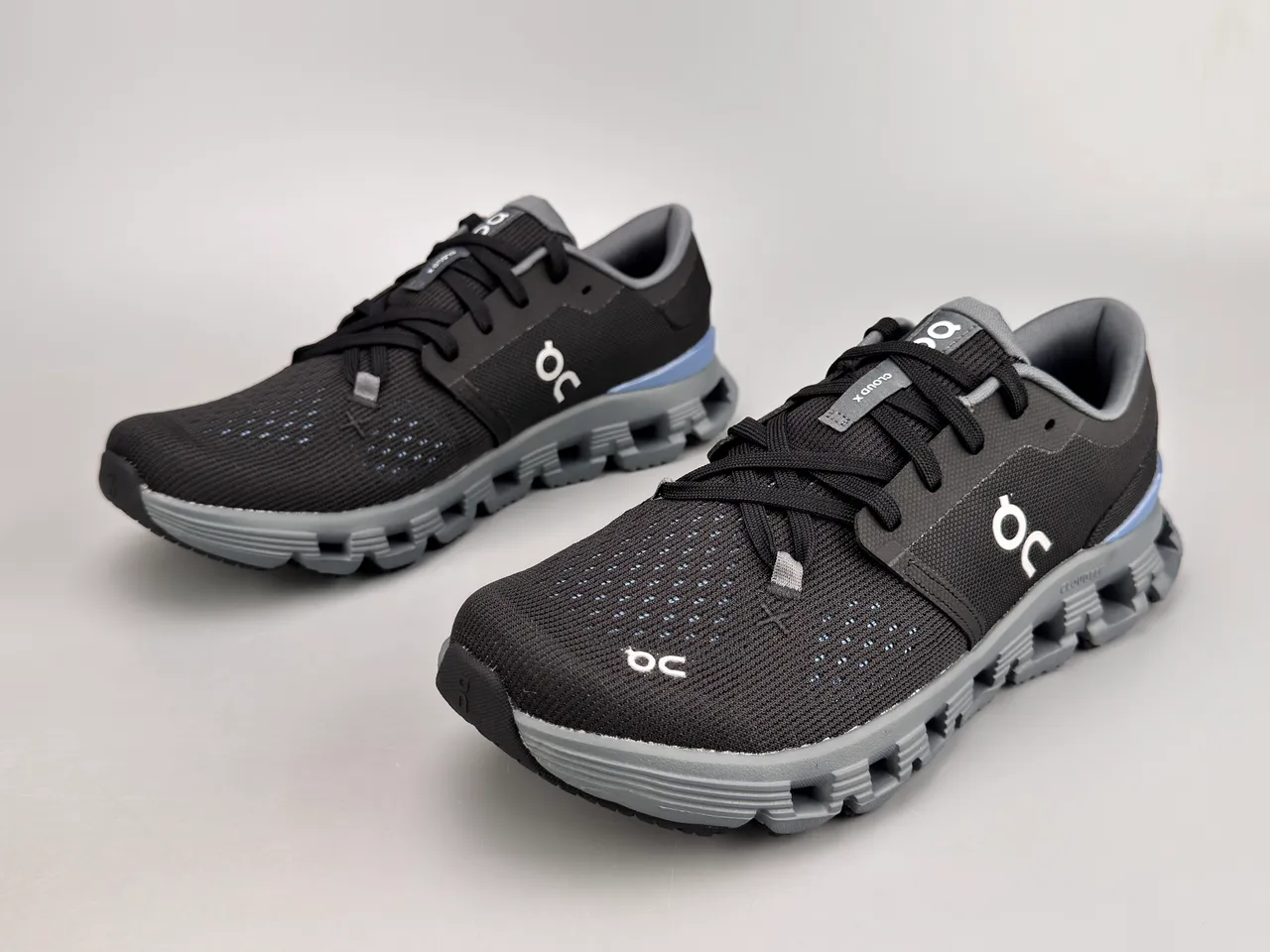 On Black Gray Knit Mesh Upper Open-Cell CloudTec Midsole Running Shoes 7
