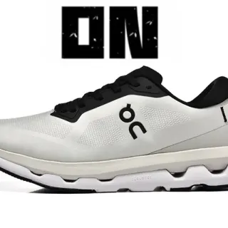 On Cloud blanco y negro upper de malla ingenieril escultado CloudTec medi suela zapatos de running
