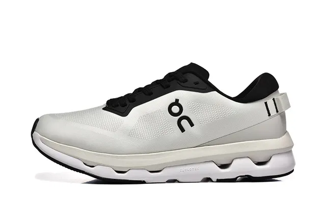 On Cloud White Black Engineered Mesh Upper Sculpted CloudTec Midsole Running Shoes 4