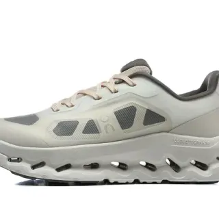 On Cloudmonster Beige Gray Running Shoes