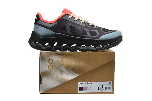 On Cloudmonster Black Gray Blue Red Running Shoes 2