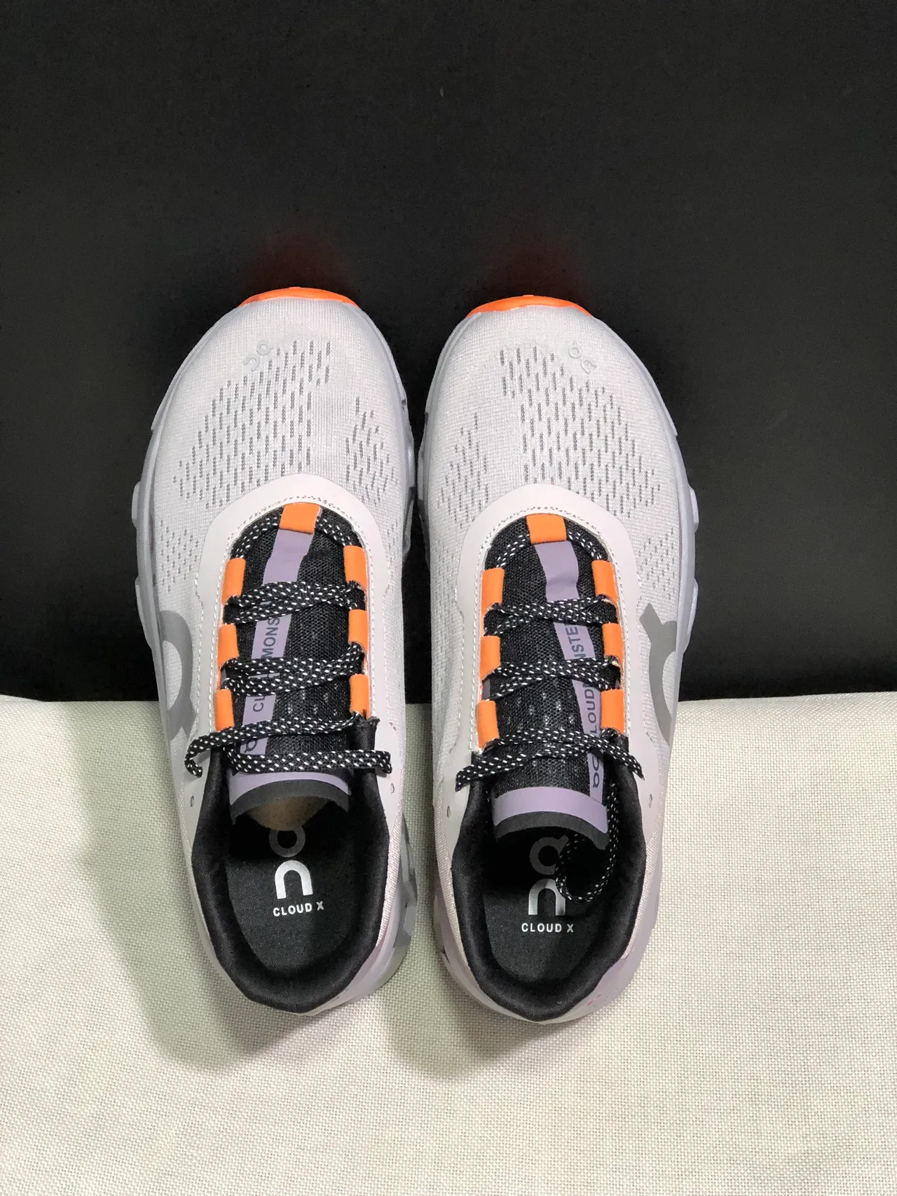 On Cloudmonster Gray Orange Running Shoes 5