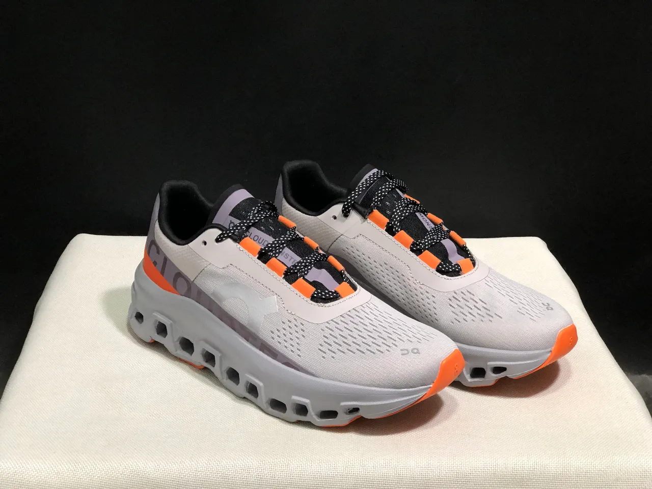 On Cloudmonster Gray Orange Running Shoes 6