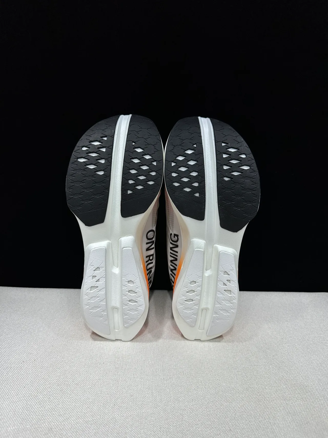 On Cloudmonster White Black Orange Running Shoes 2