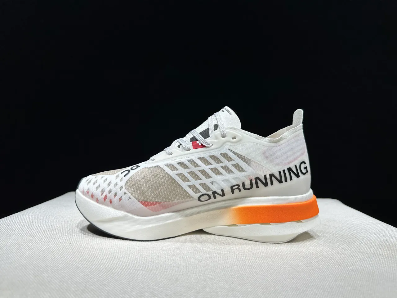 On Cloudmonster White Black Orange Running Shoes 3