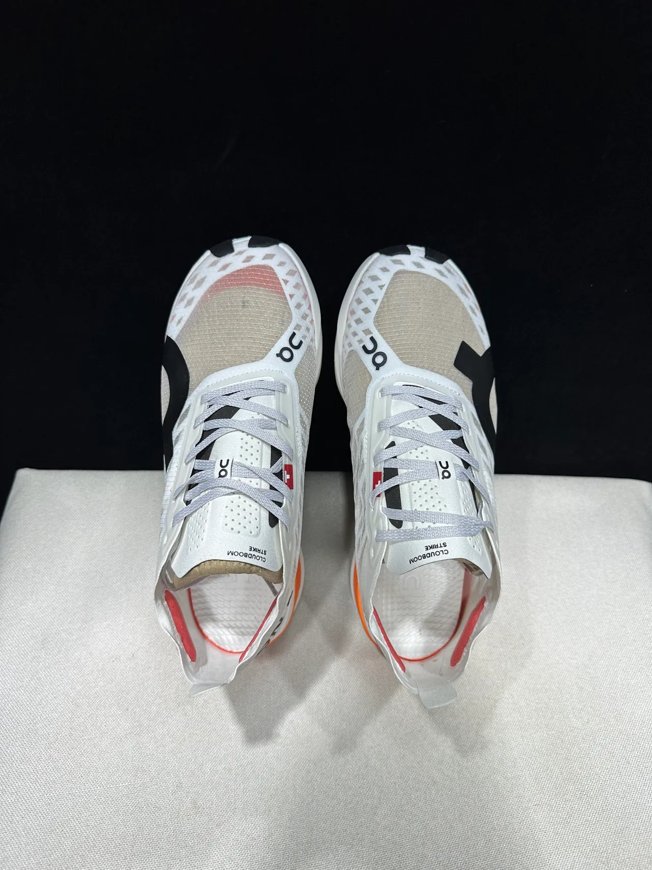 On Cloudmonster White Black Orange Running Shoes 7