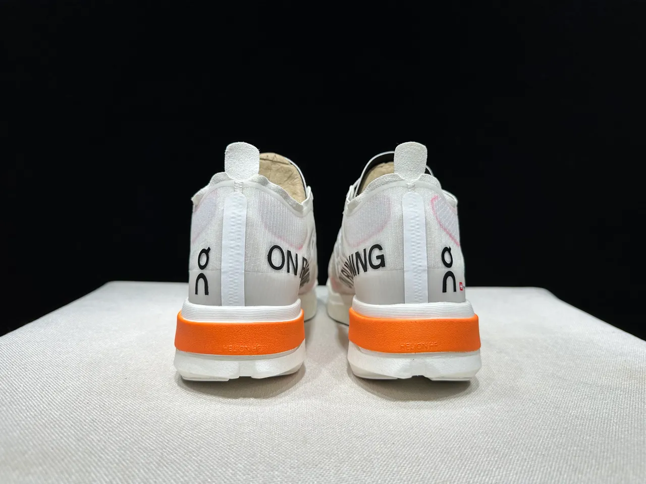 On Cloudmonster White Black Orange Running Shoes 8