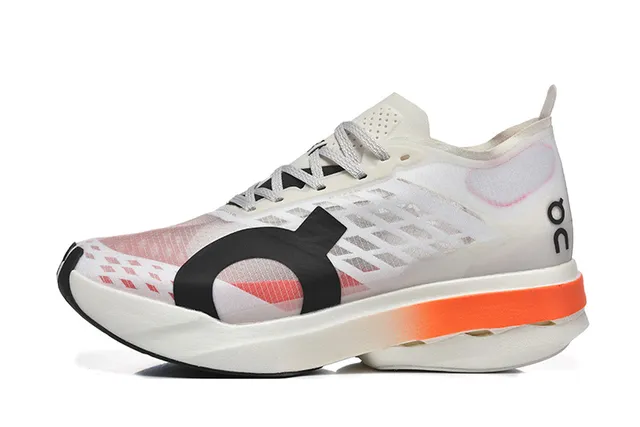 On Cloudmonster White Black Orange Running Shoes 13