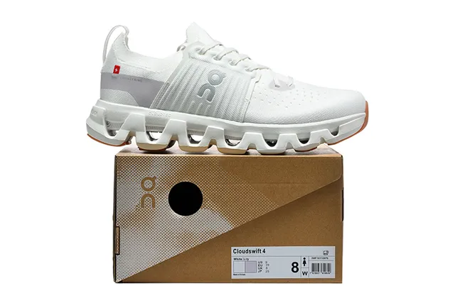 On Cloudmonster White Gray Gum Running Shoes 2