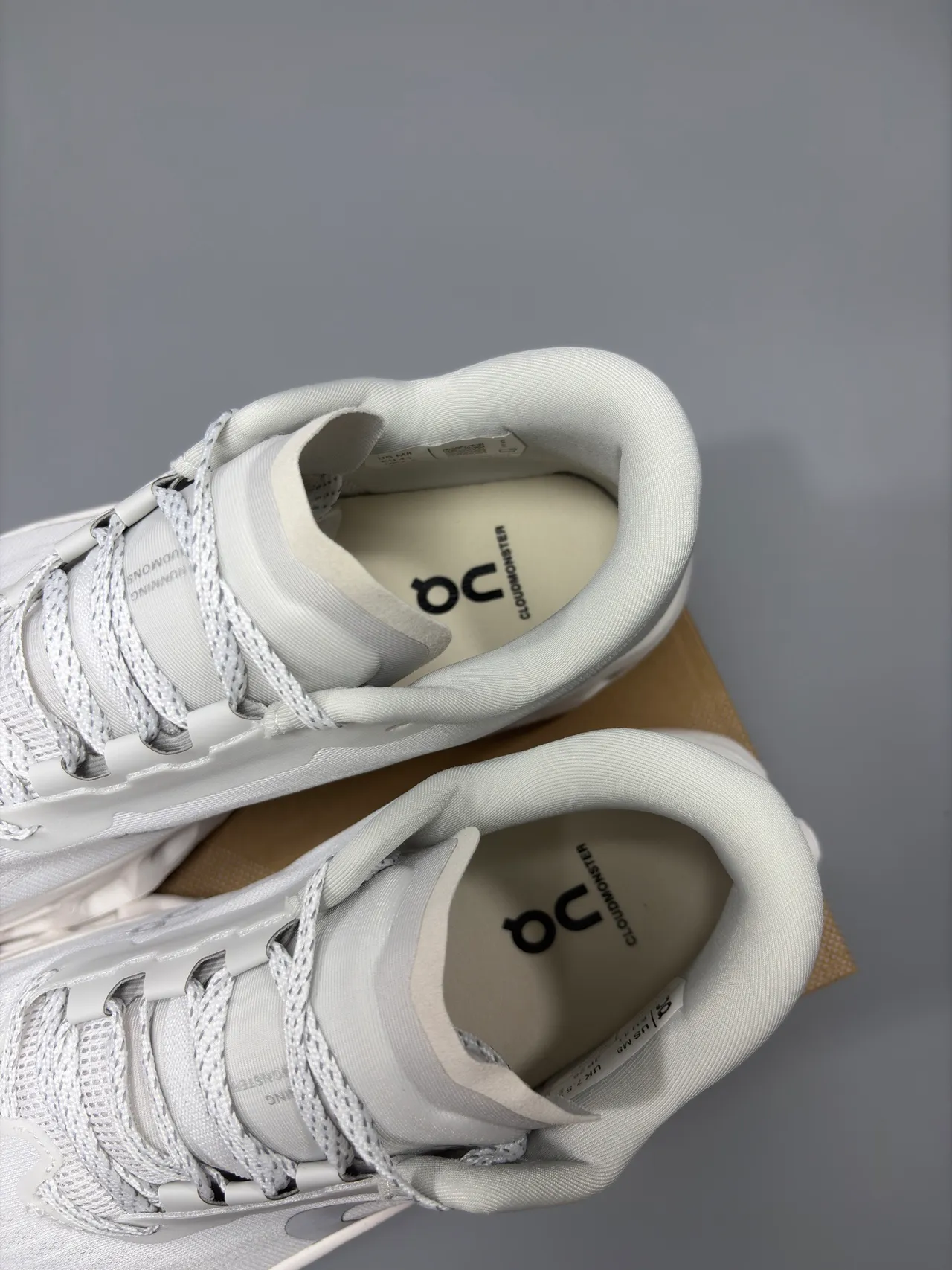 On Cloudmonster White Gray Running Shoes 8