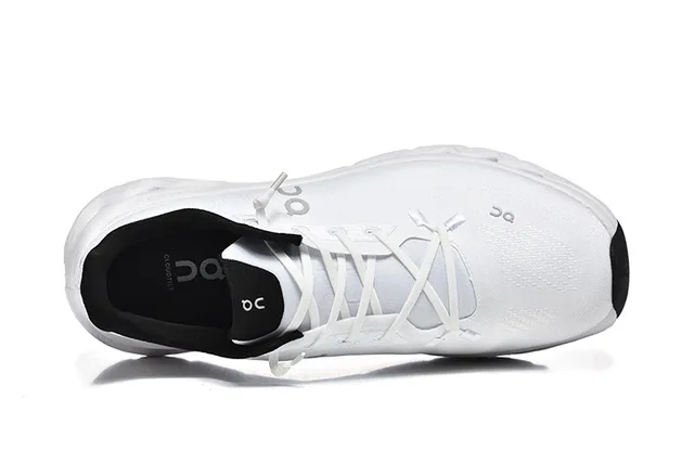 On White Black Engineered Mesh Upper Open Hexagonal CloudTec Pods Running Shoes 2