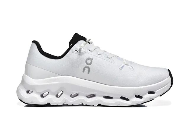 On White Black Engineered Mesh Upper Open Hexagonal CloudTec Pods Running Shoes 3