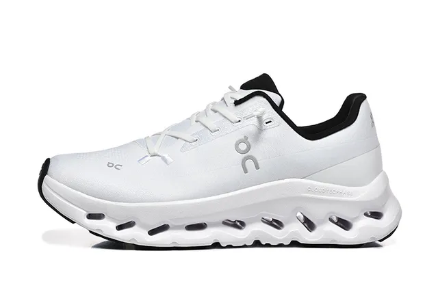 On White Black Engineered Mesh Upper Open Hexagonal CloudTec Pods Running Shoes 4