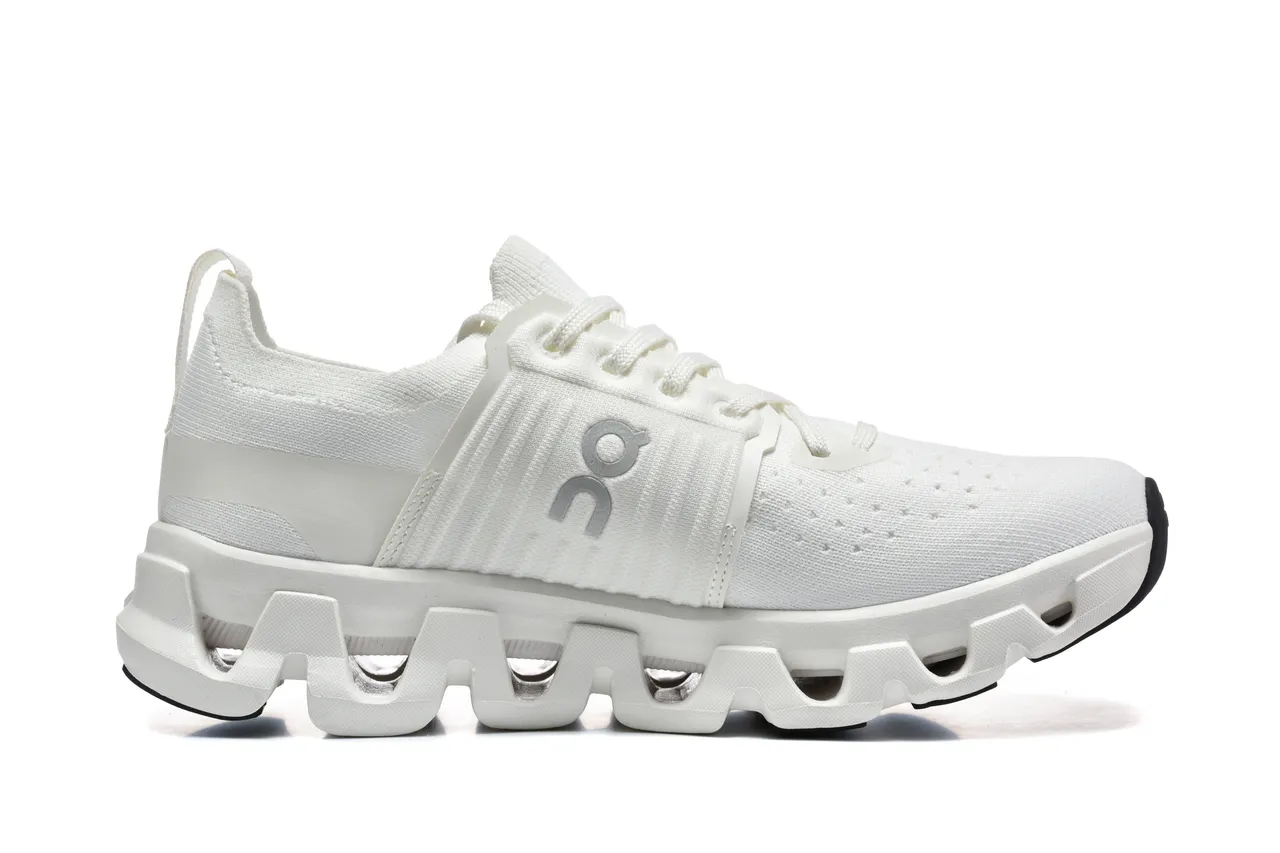On White Black Knit Upper Segmented CloudTec Midsole Running Shoes 4