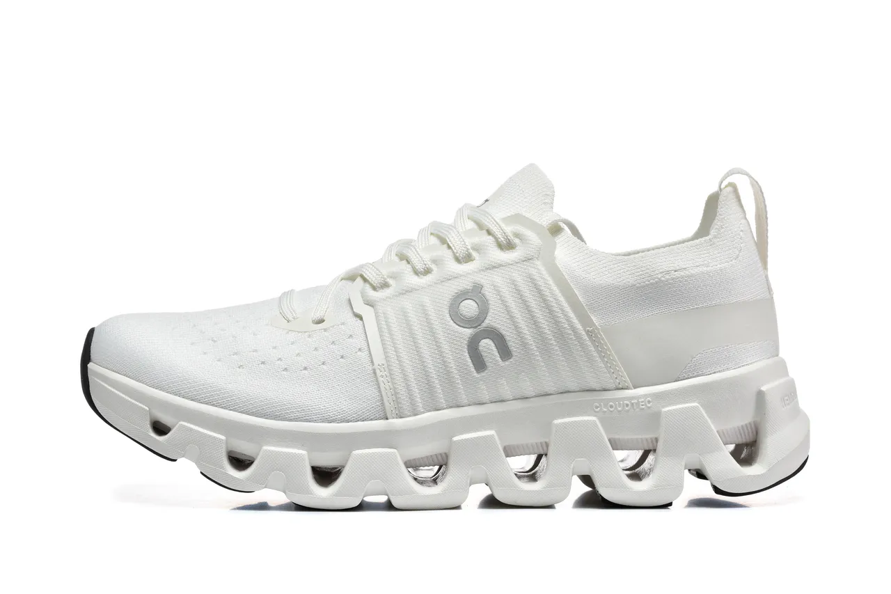 On White Black Knit Upper Segmented CloudTec Midsole Running Shoes 5