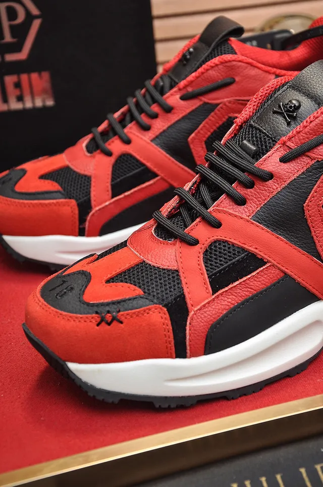 Philipp Plein Active Red Black Chunky Sneakers 3