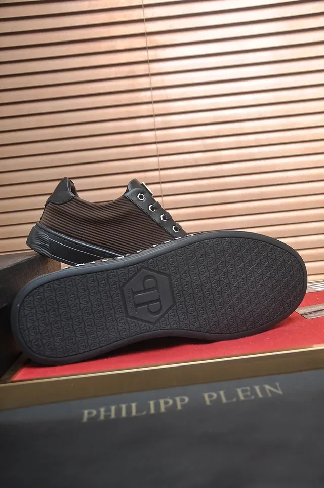 Philipp Plein Brown and Black Ribbed Textile Lifestyle Sneakers 2