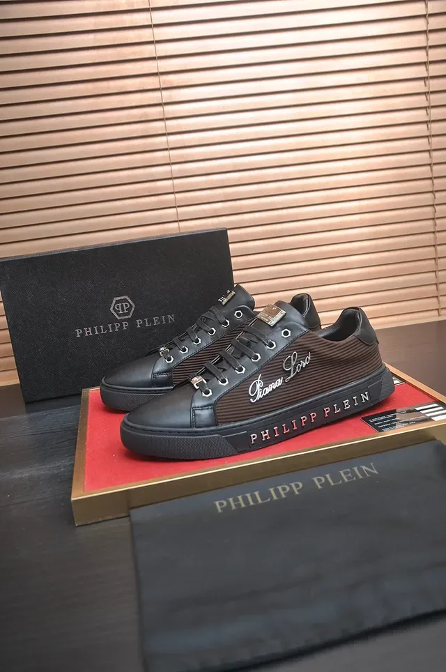Philipp Plein Brown and Black Ribbed Textile Lifestyle Sneakers 3