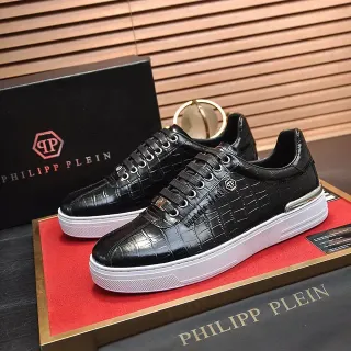 Philipp Plein Croc-Embossed Black and White Lifestyle Sneakers