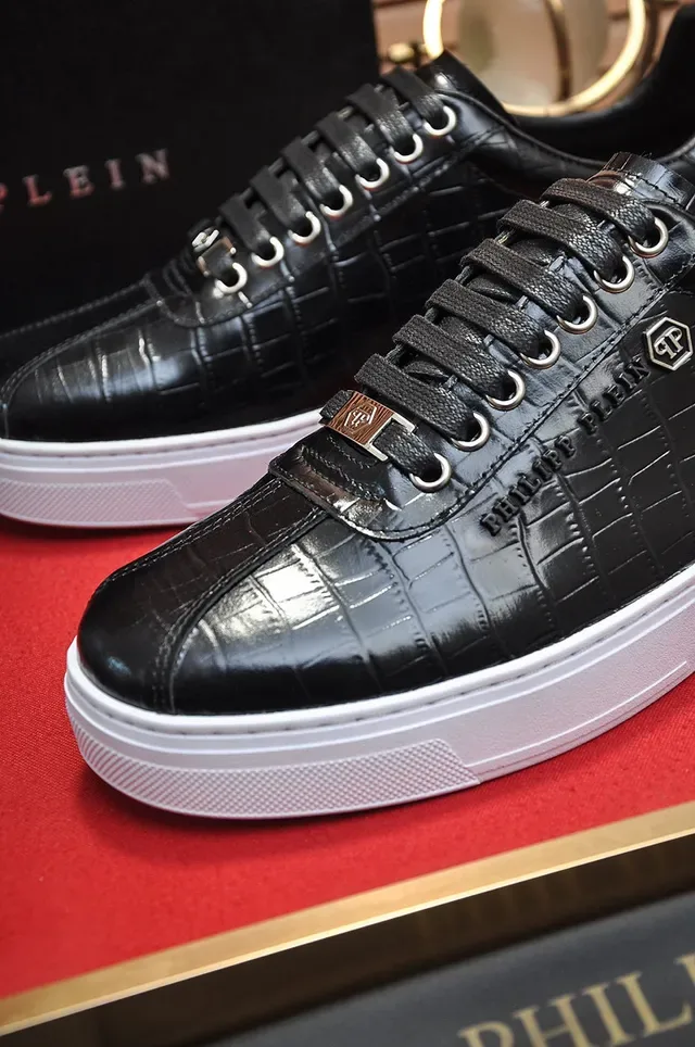 Philipp Plein Croc-Embossed Chaussures Lifestyle Noir et Blanc 3