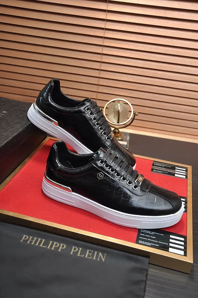 Philipp Plein Croc-Embossed Chaussures Lifestyle Noir et Blanc 5