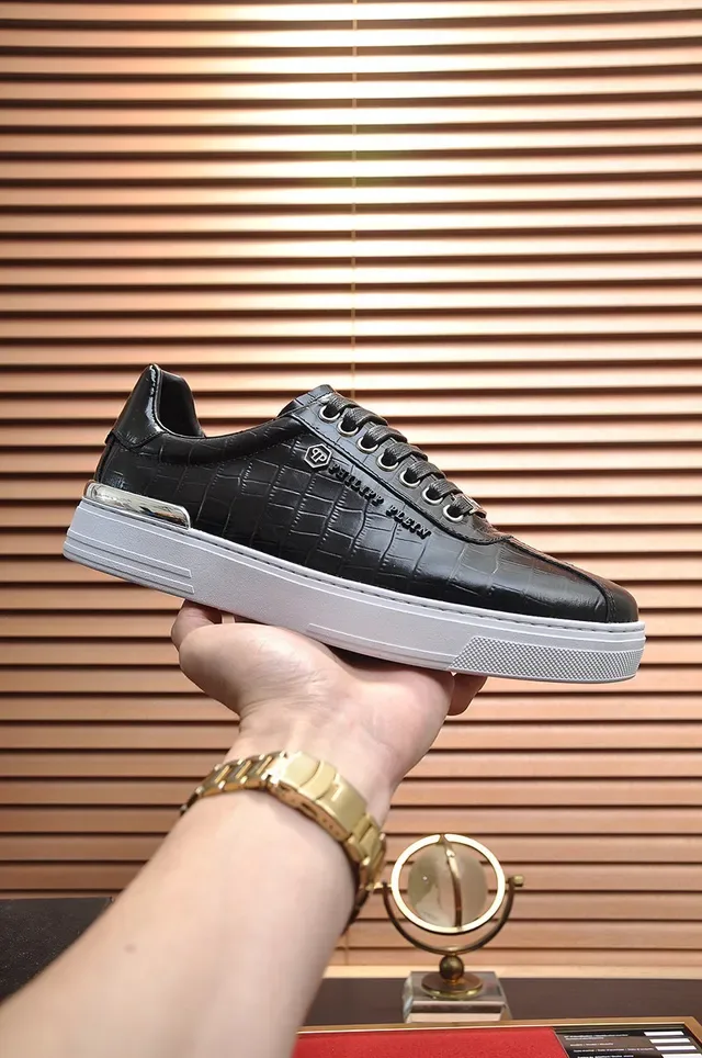 Philipp Plein Croc-Embossed Chaussures Lifestyle Noir et Blanc 7