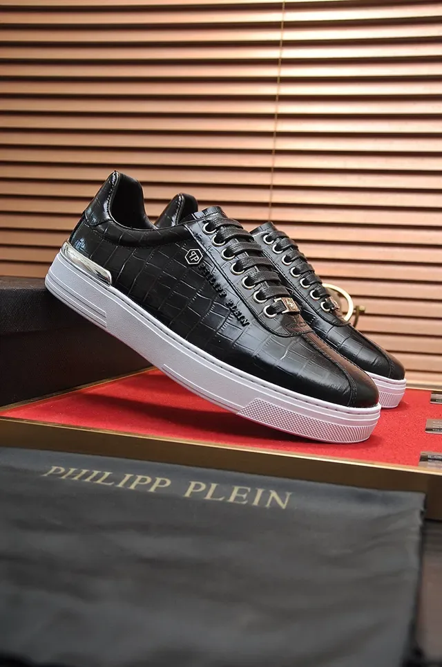 Philipp Plein Croc-Embossed Chaussures Lifestyle Noir et Blanc 8